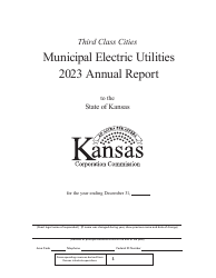 Document preview: Third Class Cities Municipal Electric Utilities Annual Report - Cover Only - Kansas, 2023