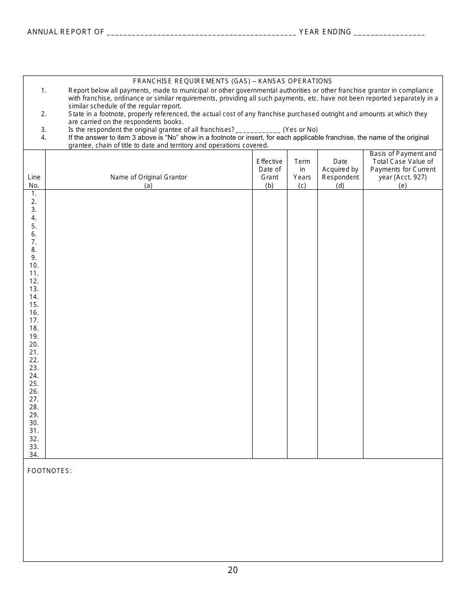 Gas Utility Kansas Supplemental Annual Report - Kansas, Page 21