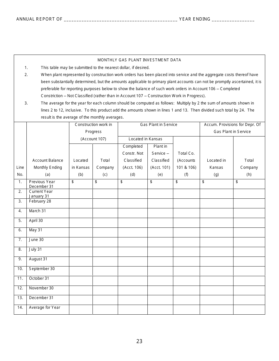 Gas Utility Kansas Supplemental Annual Report - Kansas, Page 24