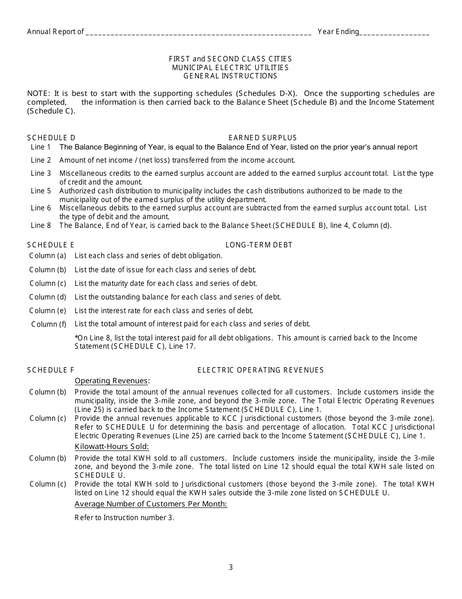First and Second Class Cities Municipal Electric Utilities Annual Report - Kansas, Page 4