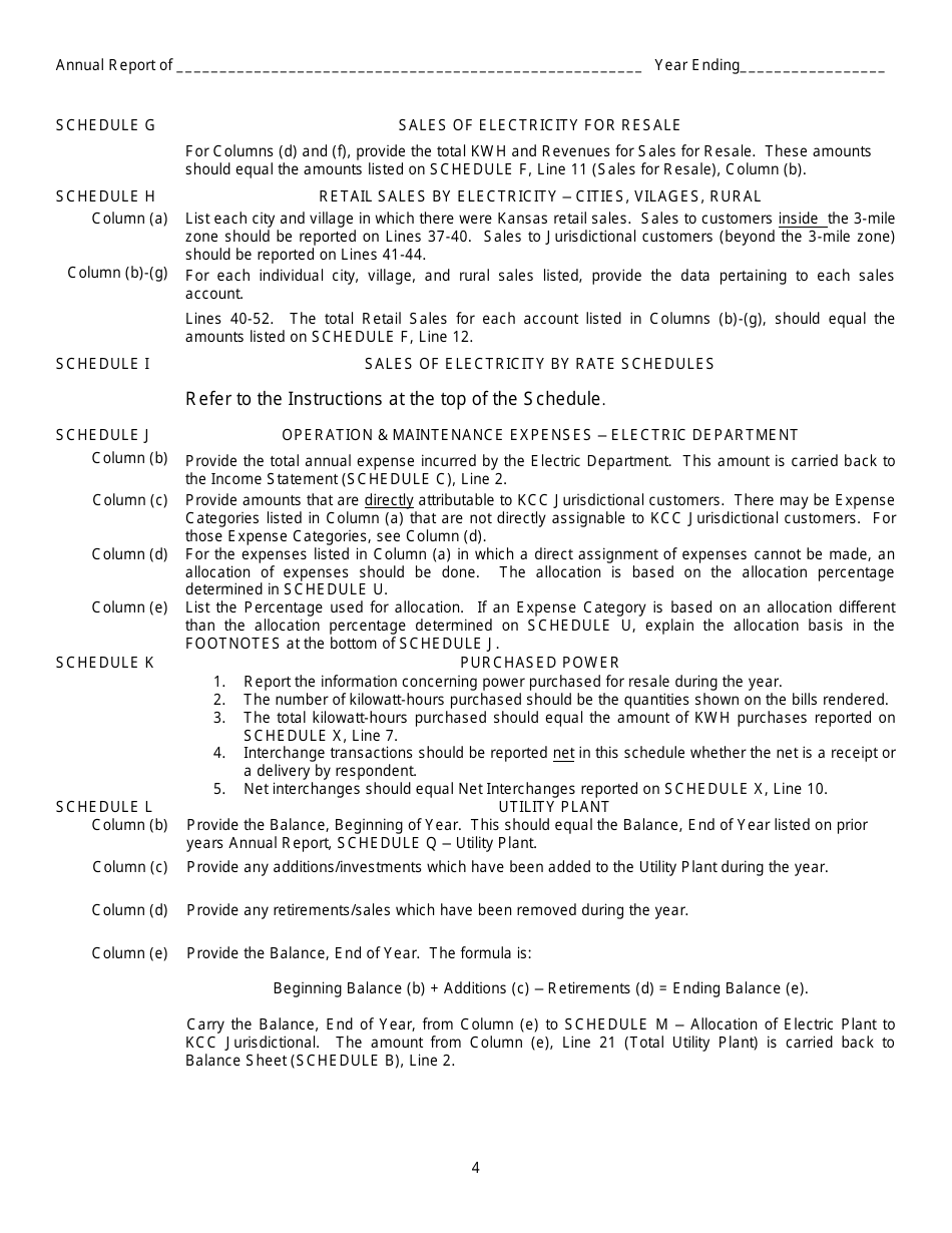 First and Second Class Cities Municipal Electric Utilities Annual Report - Kansas, Page 5