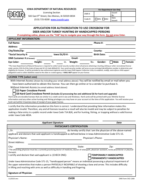 DNR Form 542-1369  Printable Pdf