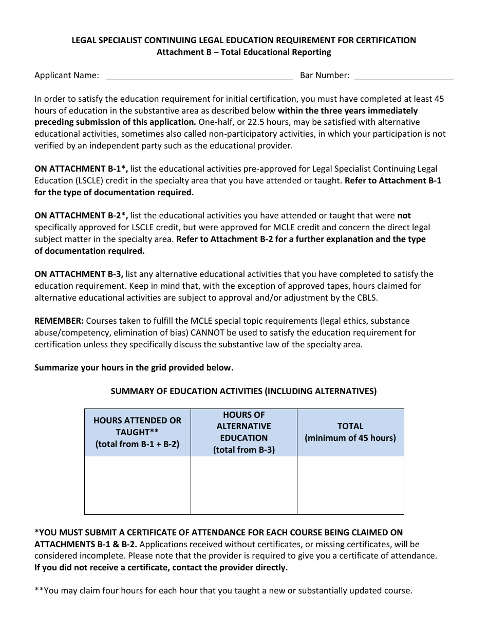 Post-examination Application for Initial Certification - Legal Malpractice Law Certified Specialist - California, Page 11