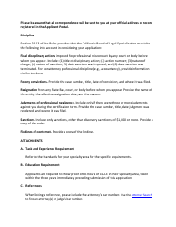 Post-examination Application for Initial Certification - Legal Malpractice Law Certified Specialist - California, Page 2