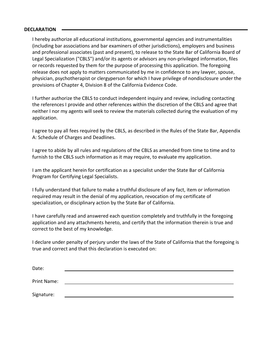 Post-examination Application for Initial Certification - Legal Malpractice Law Certified Specialist - California, Page 7