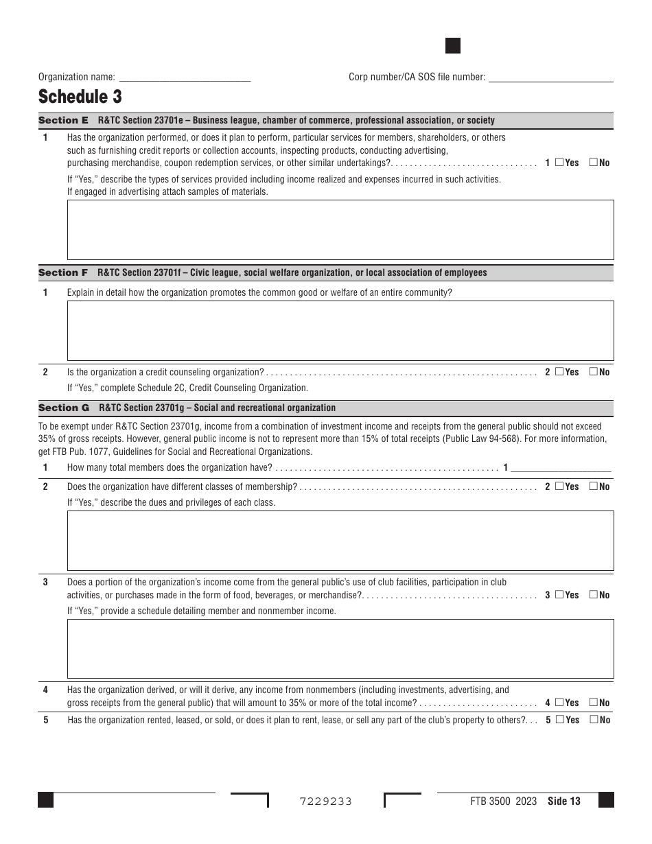 Form FTB3500 Exemption Application - California, Page 13