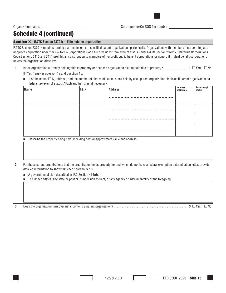 Form FTB3500 Exemption Application - California, Page 15