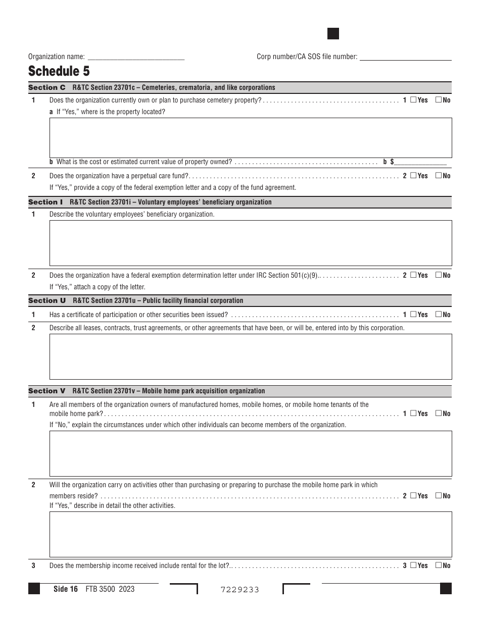 Form FTB3500 Exemption Application - California, Page 16