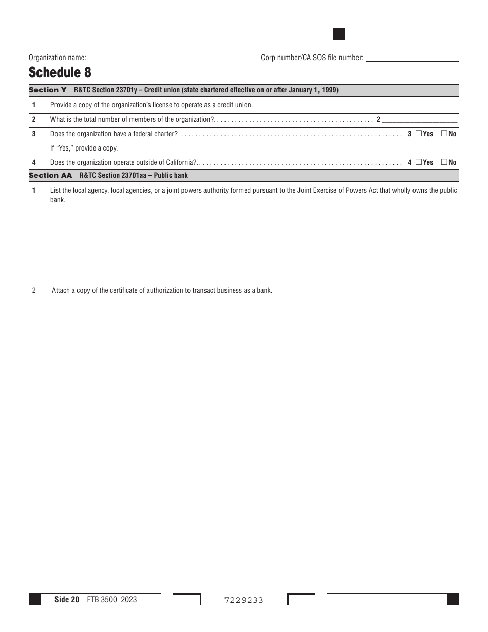 Form FTB3500 Exemption Application - California, Page 20