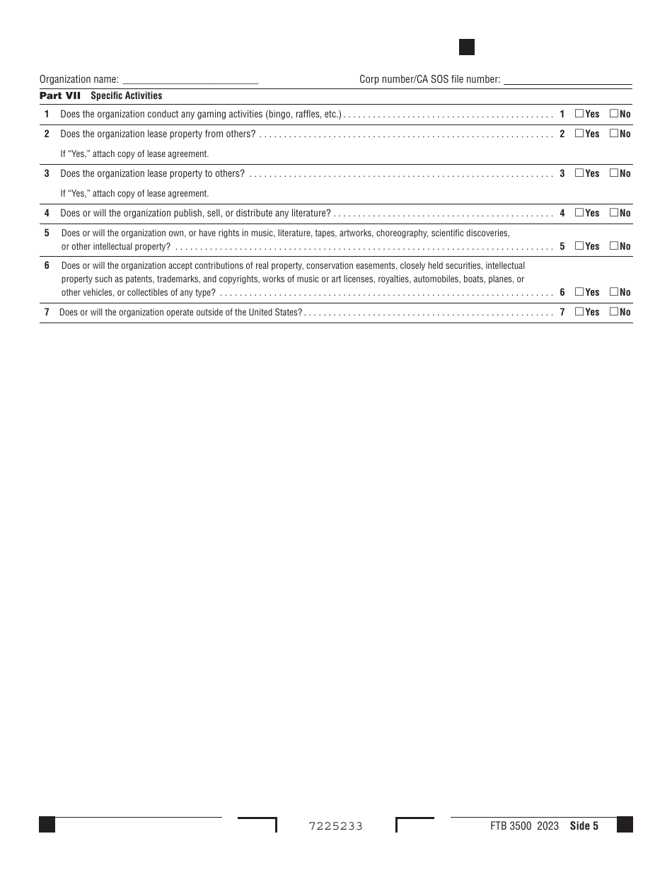 Form FTB3500 Exemption Application - California, Page 5