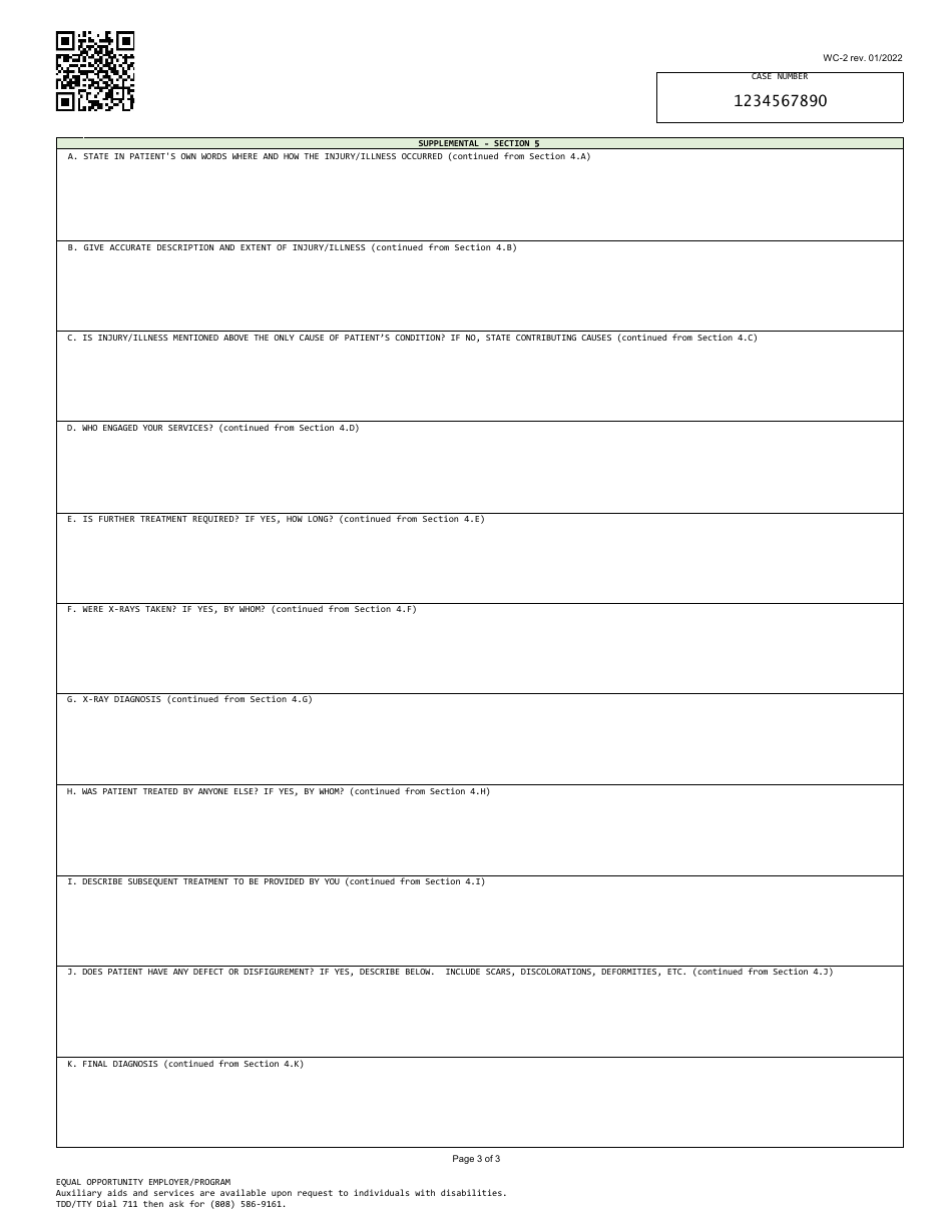 Form WC-2 Physicians Report - Hawaii, Page 4