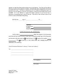 Request for Setting - Divorce With Minor Children - Plaintiff - Wyoming, Page 2