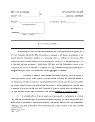 Document preview: Initial Disclosures - Divorce - Wyoming