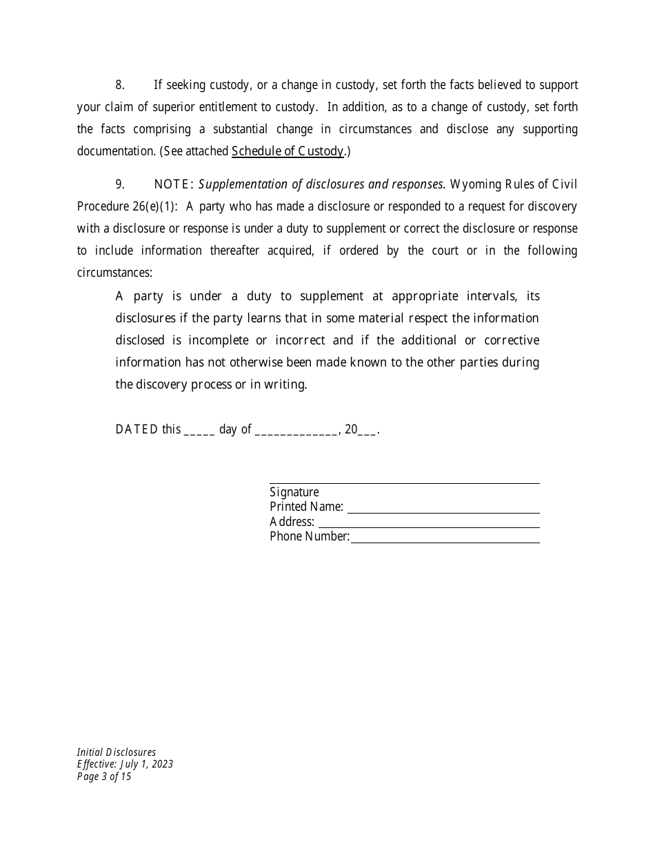 Initial Disclosures - Divorce - Wyoming, Page 3