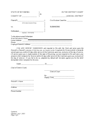 Document preview: Summons - Divorce With No Children - Plaintiff - Wyoming