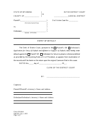Document preview: Entry of Default - Plaintiff - Wyoming