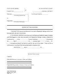 Document preview: Order Setting Hearing - Establishment of Custody, Visitation and Child Support - Wyoming