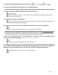 Petition and Application for Admission to the Wyoming State Bar by Examination - Wyoming, Page 2
