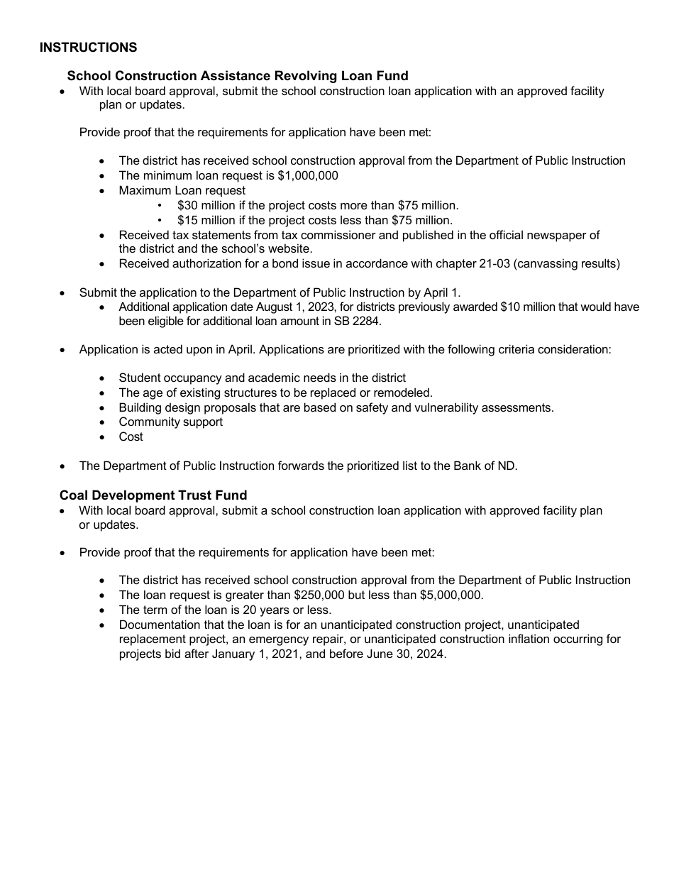 Form SFN52306 School Construction Loan Application - North Dakota, Page 3