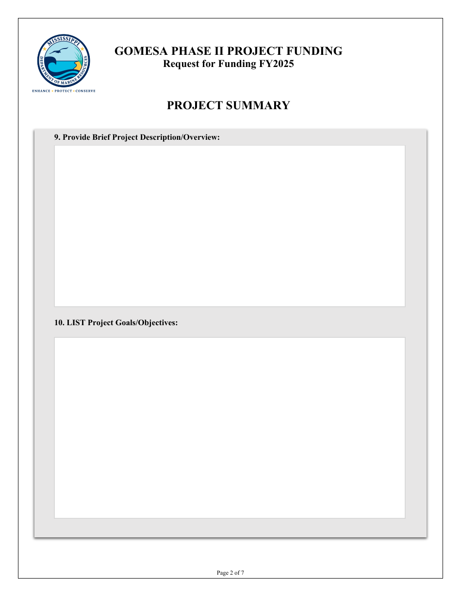 Request for Funding - Gomesa Phase II Project Funding - Mississippi, Page 2