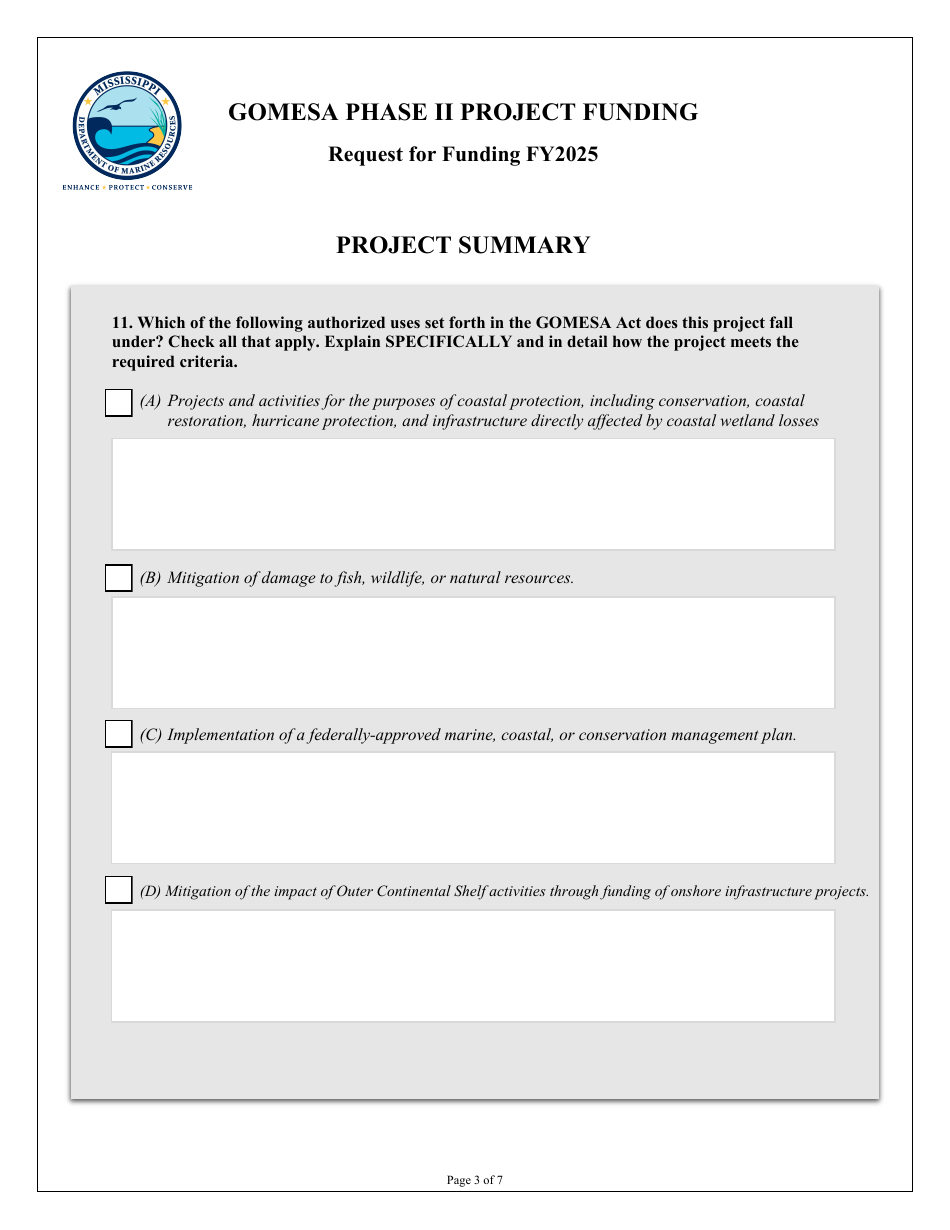 Request for Funding - Gomesa Phase II Project Funding - Mississippi, Page 3