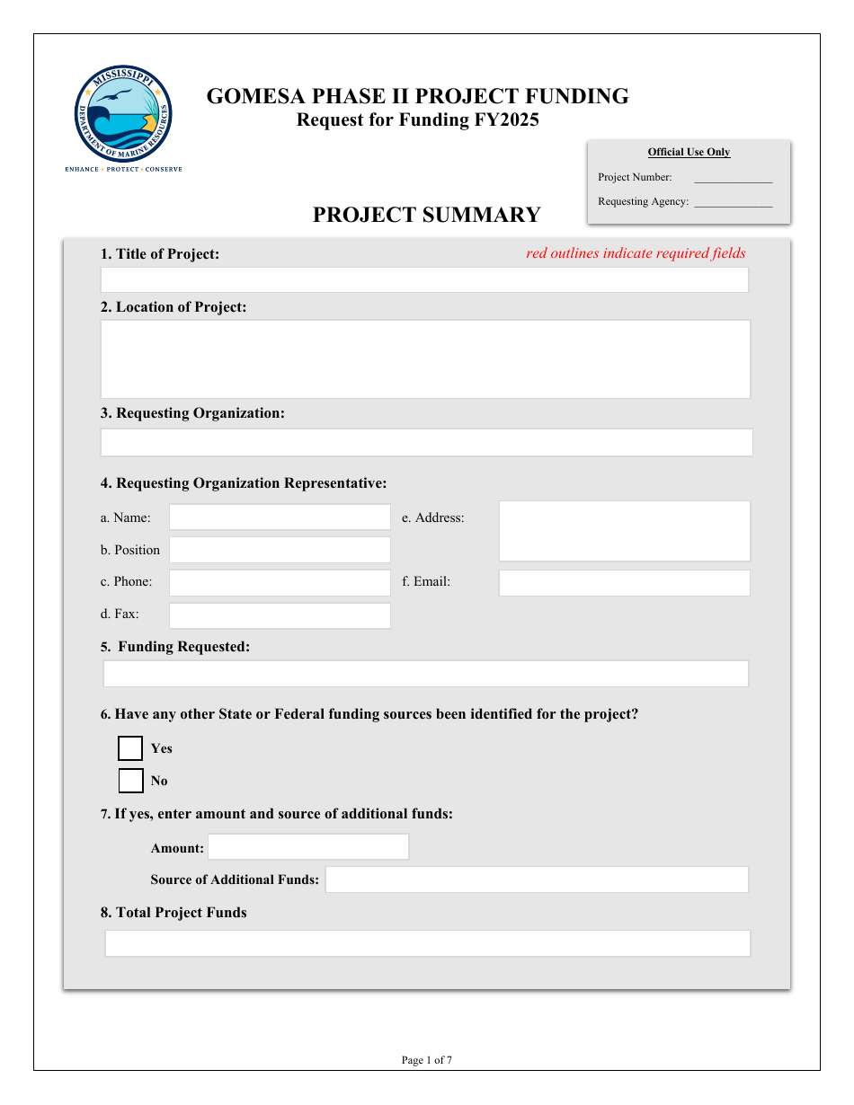 2025 Mississippi Request for Funding - Gomesa Phase II Project Funding ...
