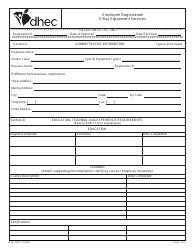 Document preview: DHEC Form 0825 Employee Registration - X-Ray Equipment Services - South Carolina