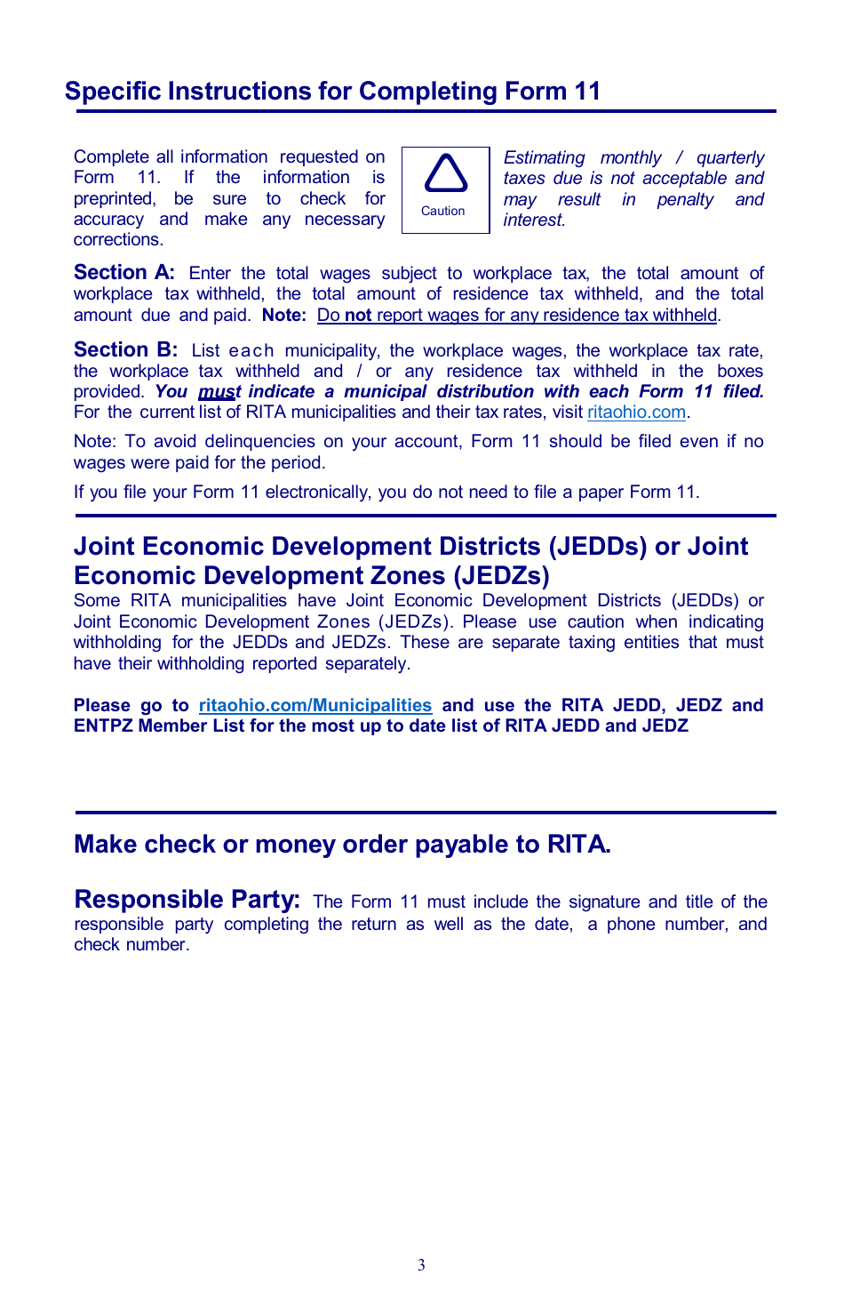 Instructions for Form 11 Employers Municipal Tax Withholding Statement - Ohio, Page 3