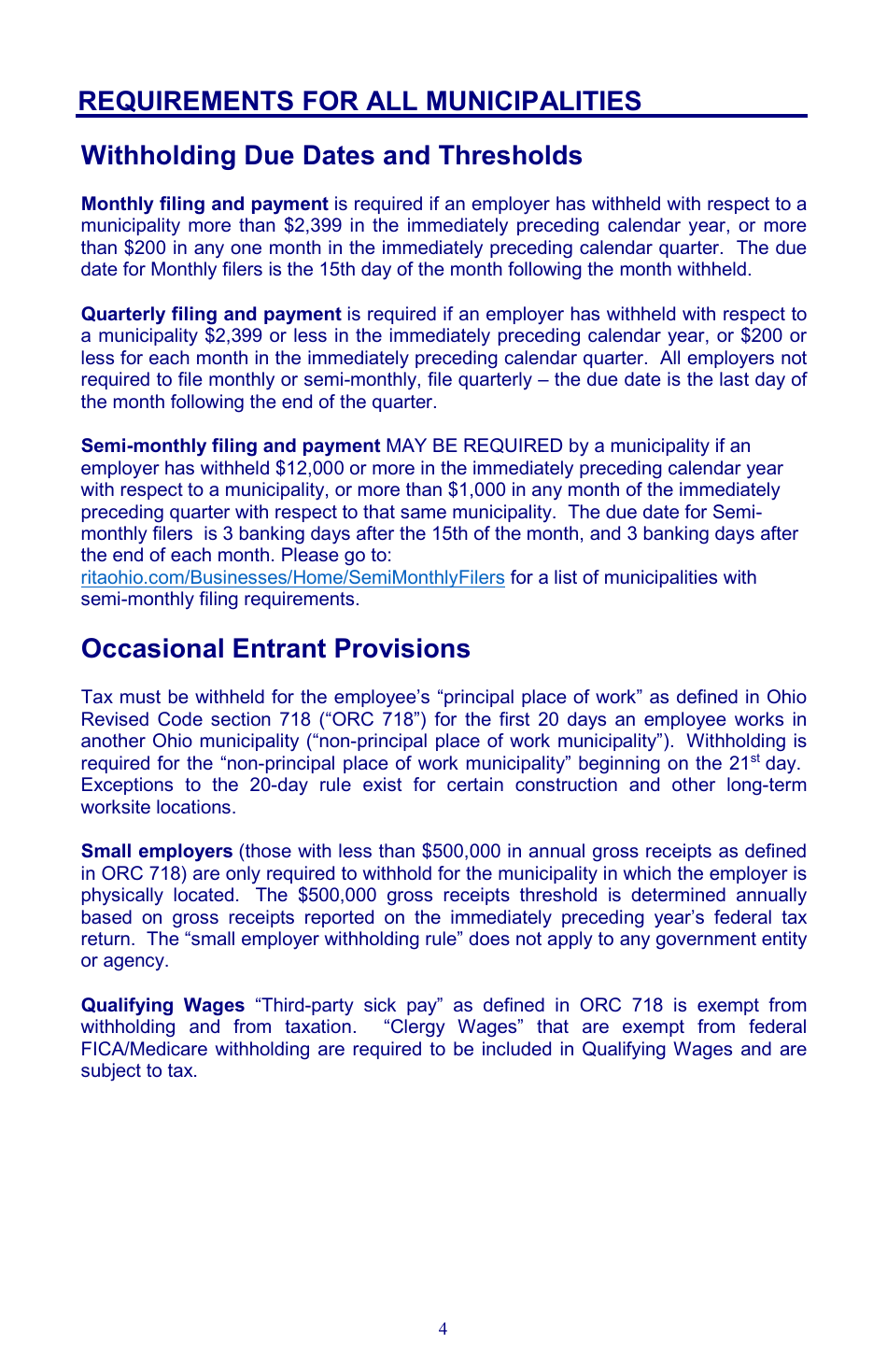 Instructions for Form 11 Employers Municipal Tax Withholding Statement - Ohio, Page 4