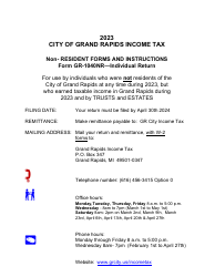 Document preview: Form GR-1040NR Individual Income Tax Return - Non-resident - City of Grand Rapids, Michigan, 2023