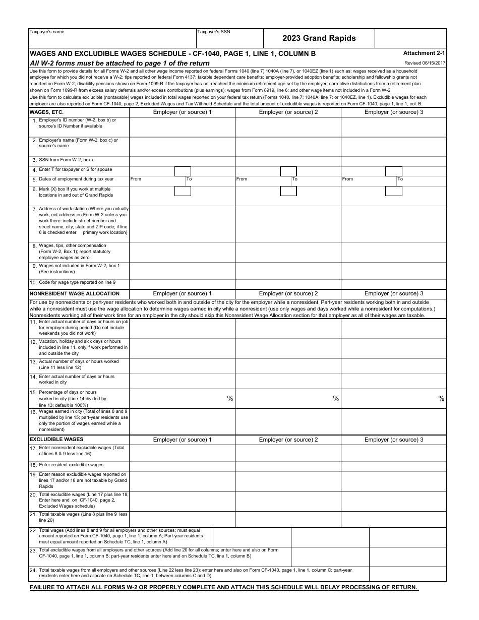 Form GR-1040NR Individual Income Tax Return - Non-resident - City of Grand Rapids, Michigan, Page 8