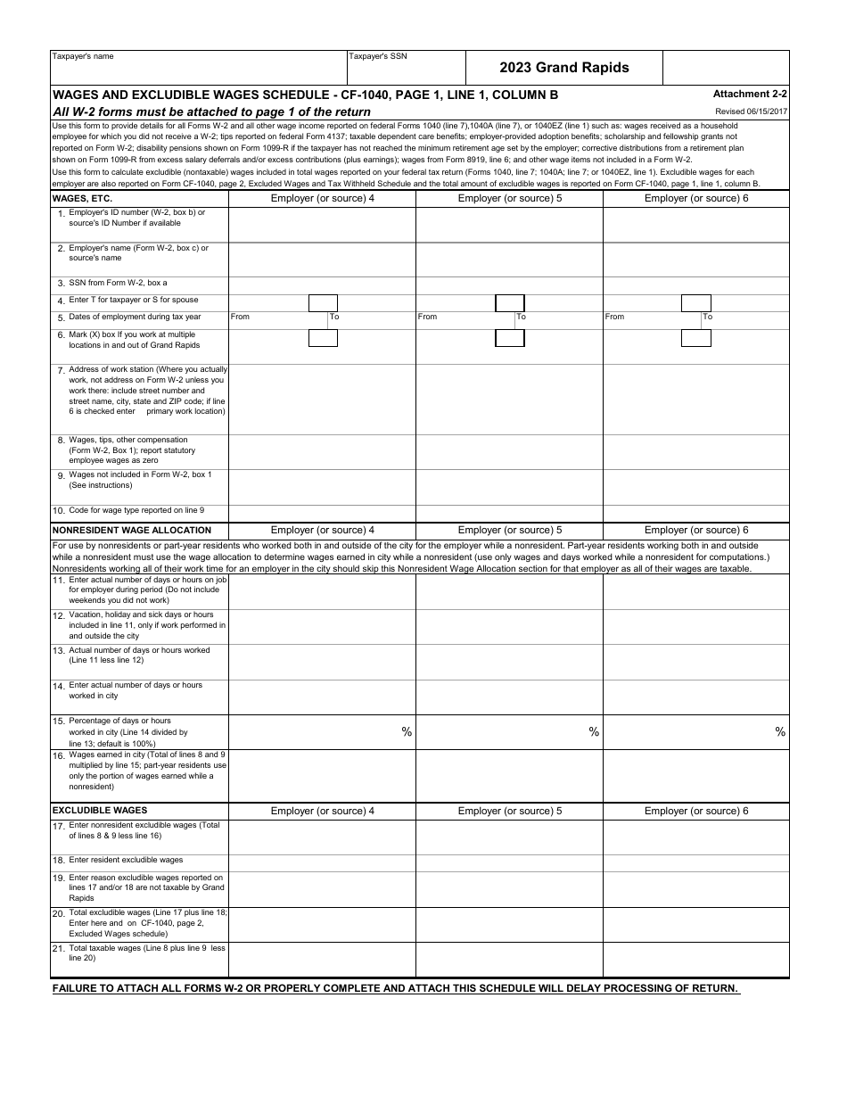 Form GR-1040NR Individual Income Tax Return - Non-resident - City of Grand Rapids, Michigan, Page 9