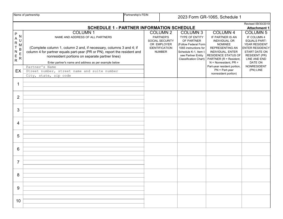 Form GR-1065 Partnership Income Tax Form - City of Grand Rapids, Michigan, Page 9