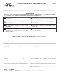 Maryland Form MW506AE RELO PACKAGE Application for Certificate of Full or Partial Exemption - Maryland, Page 2