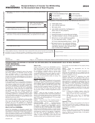Document preview: Maryland Form MW506NRS (COM/RAD-308) Maryland Return of Income Tax Withholding for Nonresident Sale of Real Property - Maryland, 2024