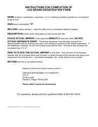 Document preview: Instructions for Form 629-9-1-1-201 Log Brand Registration - Oregon