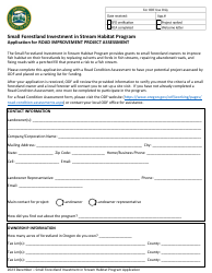 Document preview: Application for Road Improvement Project Assessment - Small Forestland Investment in Stream Habitat Program - Oregon