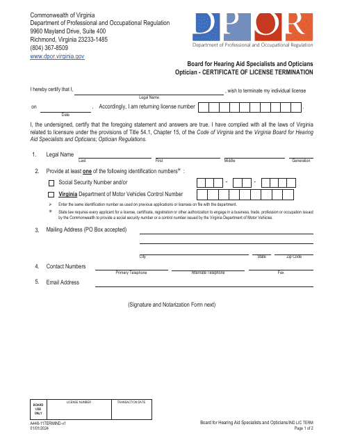 Form A448-11TERMIND  Printable Pdf