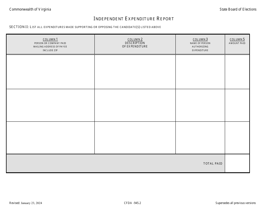 Form CFDA-945.2 Independent Expenditure Report - Virginia, Page 3