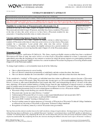 Document preview: Form WDVA1805 Veteran's Residency Affidavit - Wisconsin