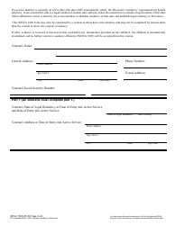 Form WDVA1805 Veteran&#039;s Residency Affidavit - Wisconsin, Page 2