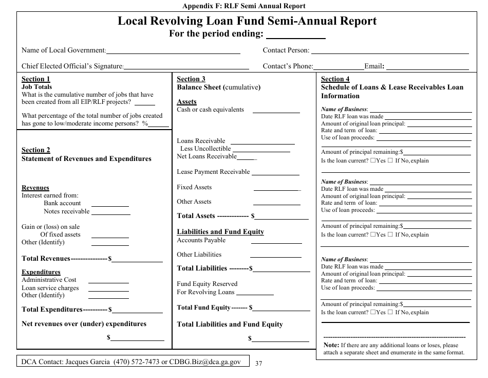 Appendix F Local Revolving Loan Fund Semi-annual Report - Georgia (United States), Page 1