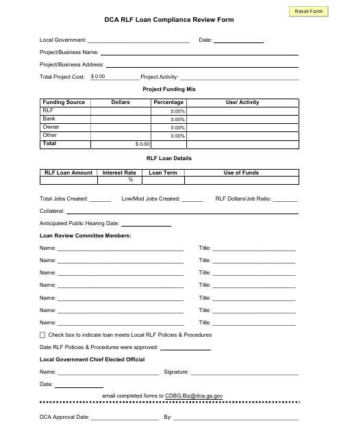 Dca Rlf Loan Compliance Review Form - Georgia (United States)
