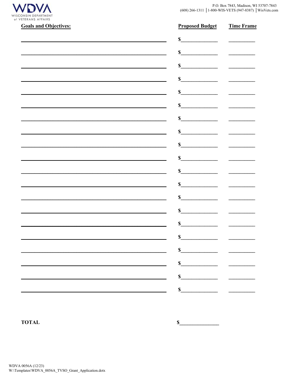 Form WDVA0056A Application for Tribal Veterans Service Grant - Wisconsin, Page 10