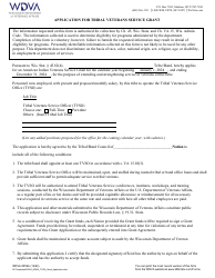 Form WDVA0056A Application for Tribal Veterans Service Grant - Wisconsin