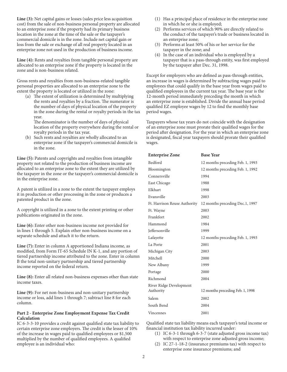 State Form 49178 Schedule EZ Enterprise Zone Schedule - Indiana, Page 5
