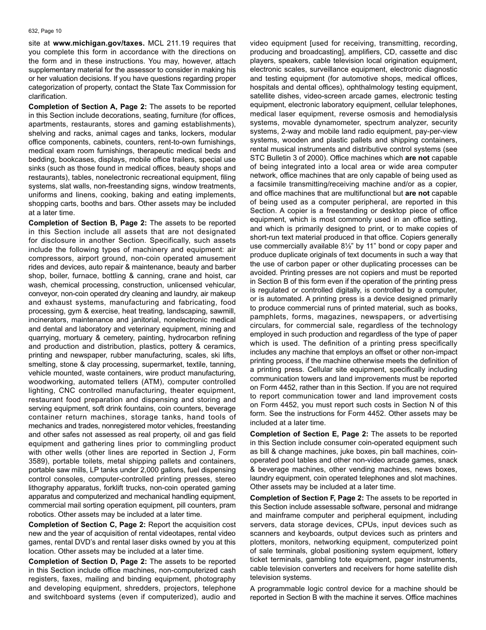 Form L-4175 (632) Personal Property Statement - Michigan, Page 10