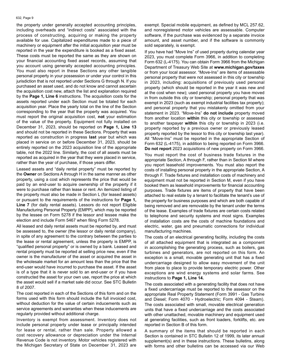 Form L-4175 (632) Personal Property Statement - Michigan, Page 9