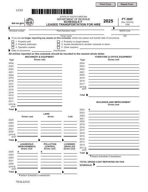 Form PT-300F Schedule F 2025 Printable Pdf