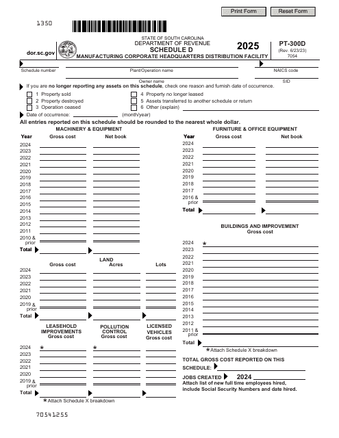 Form PT-300D Schedule D 2025 Printable Pdf